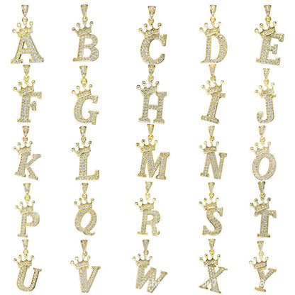 English Letters Full Diamond Pendant Simple Necklaces