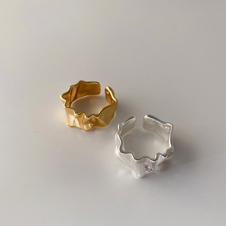 Women's Niche Design Irregular Matte Metal Open For Rings