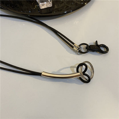 Women's & Men's And Accessories Design Functional Leather Rope Button Necklaces