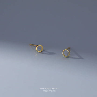 Women's Hollow Geometry Small Ear Simple Niche Design Light Rings