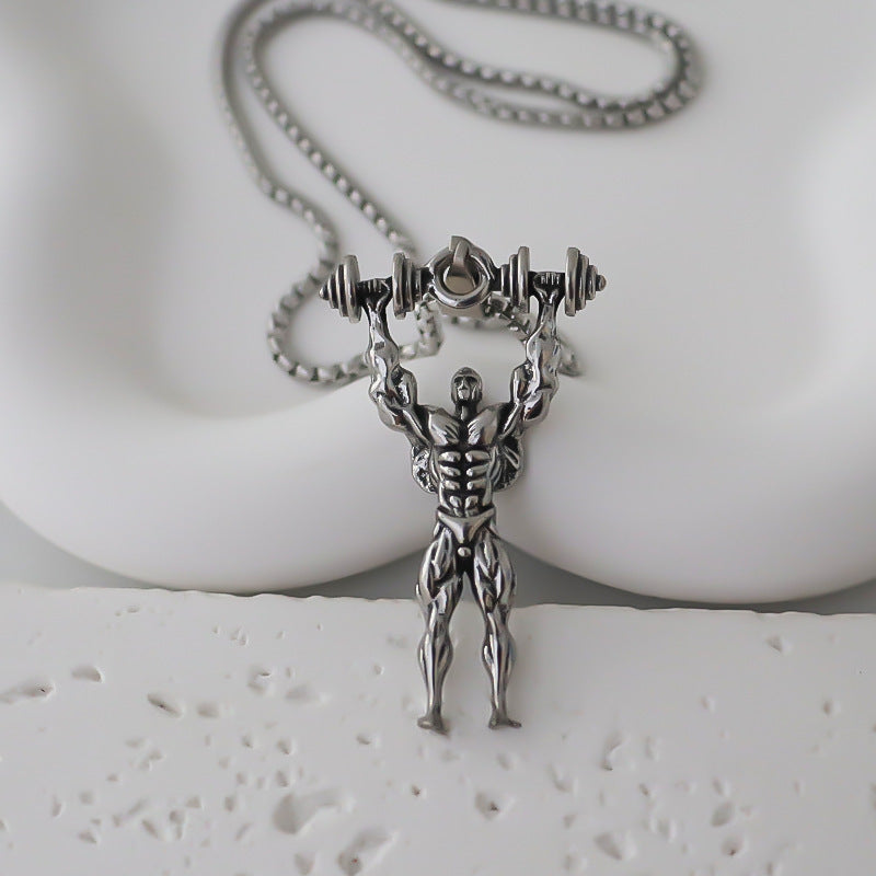 Men's Bodybuilder Pendant Personality Fashion Hip Hop Rap Necklaces
