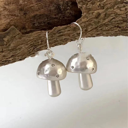 Women's Matte Metal Mushroom For French Style Retro Personality Earrings