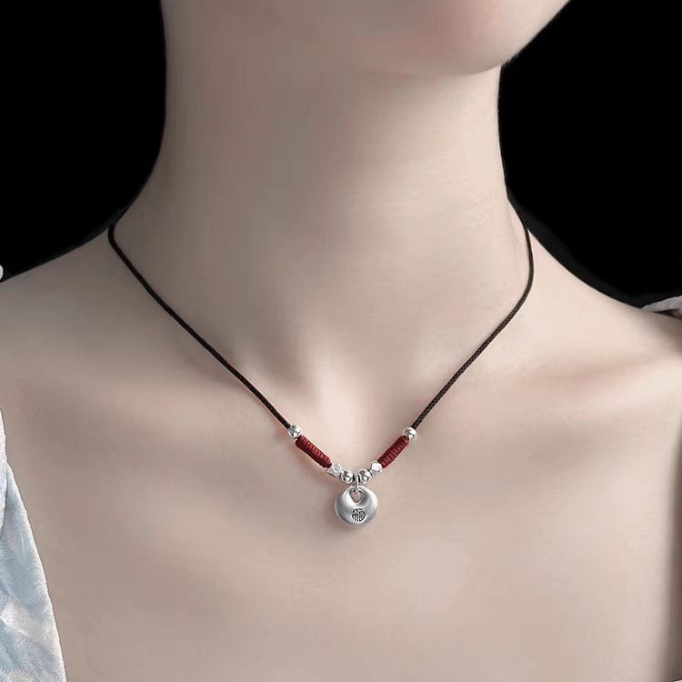 Fat Safety Lock Female Sterling Clavicle Necklaces