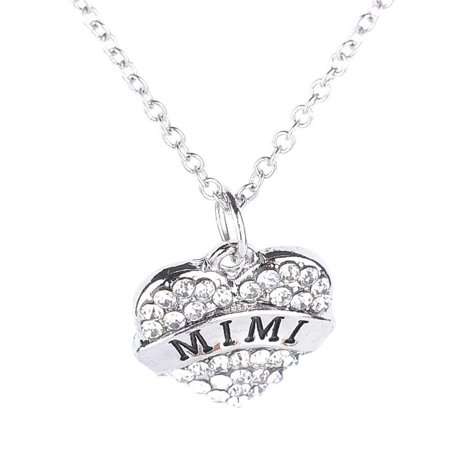 Simple Letter Family Member Full Diamond Necklaces