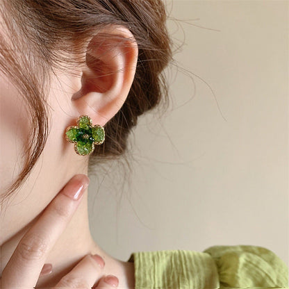 Crystal Flowers Female Niche Retro Personality Earrings