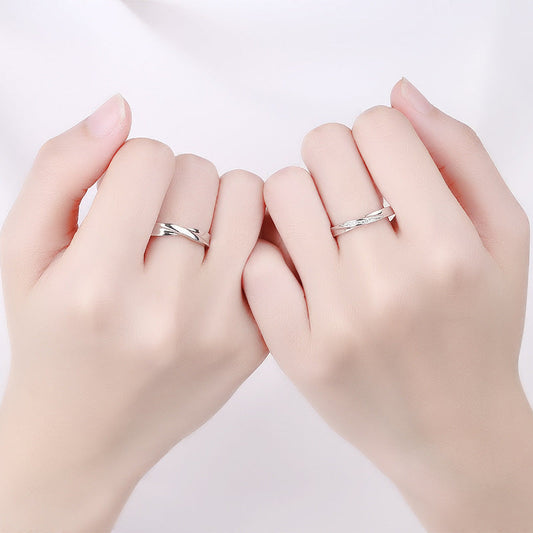 Sier Mobius Couple Open Personalized Simple Rings
