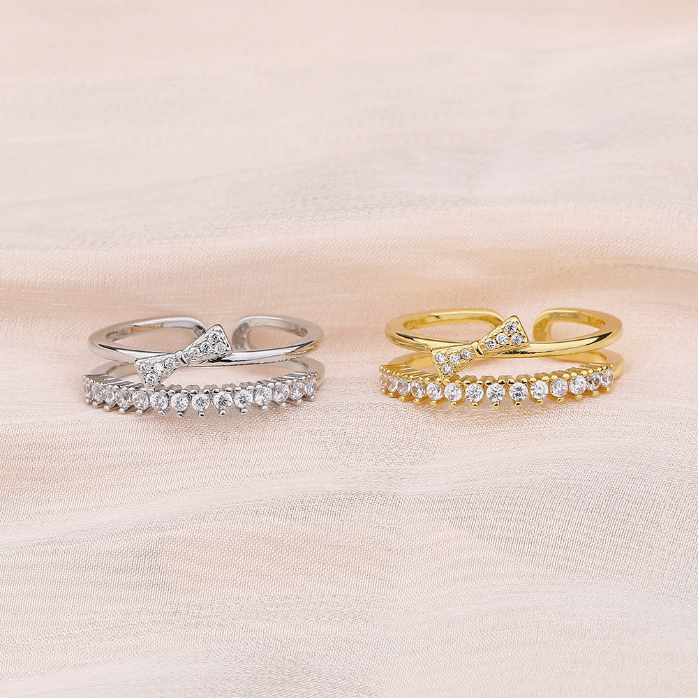 Live Broadcast Fashion Exquisite Double Layer Gang Rings