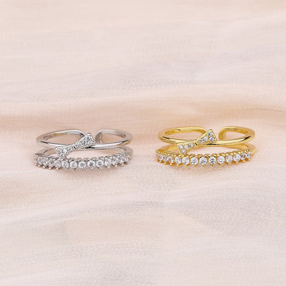 Live Broadcast Fashion Exquisite Double Layer Gang Rings