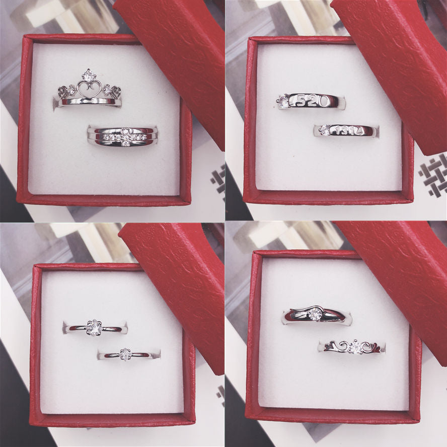Fake Diamond Couple Wedding Adjustable Mouth Rings