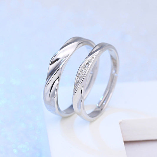 Plated Open Unisex Simple Rhinestone Love Rings