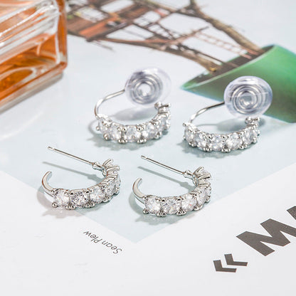 High-grade Refined Zircon Curved Female Daily Earrings