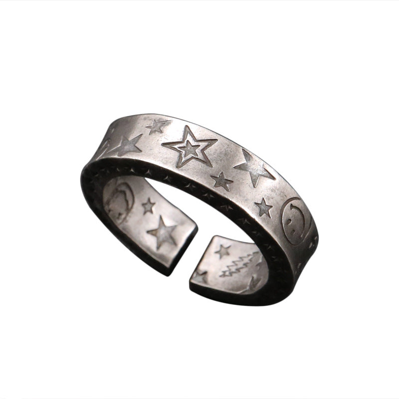 Women's & Men's & Sense Retro Hip Hop Smiley Face Rings