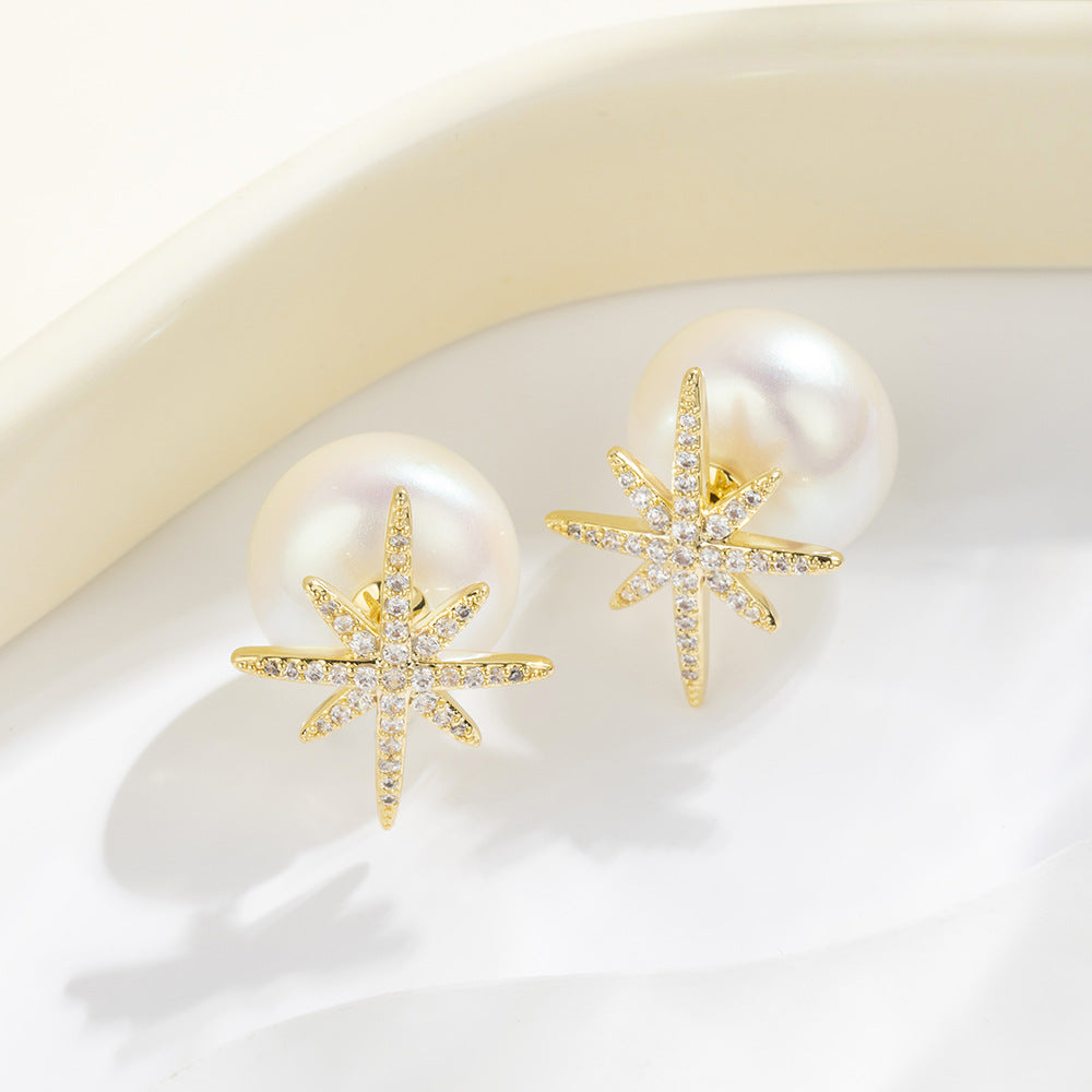 Women's Luxury Fashion Style Asterism Pearl Super Earrings