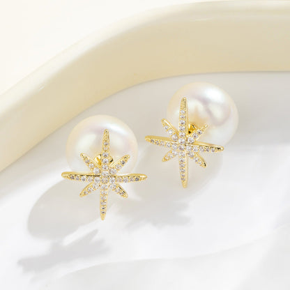 Women's Luxury Fashion Style Asterism Pearl Super Earrings
