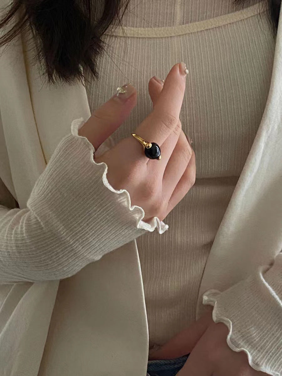 Sterling Sier Retro French Graceful Wind White Natural Rings