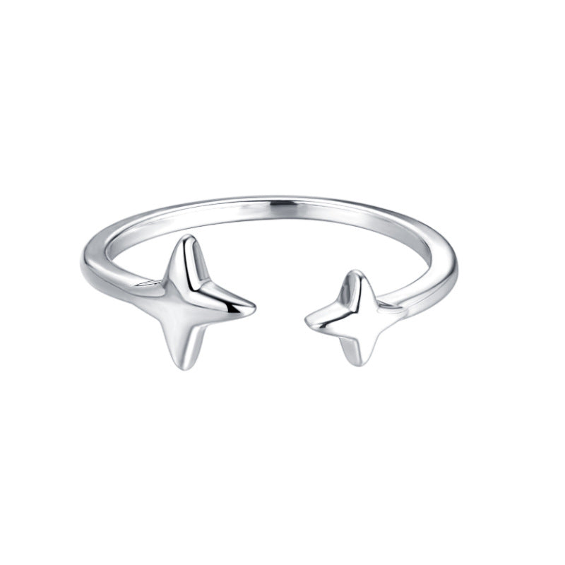 Cross Shining Diamond Zircon Asterism Gemini Rings
