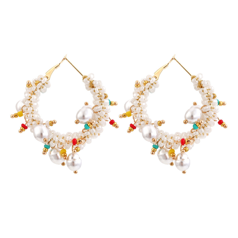Women's Graceful Bohemian Beaded Bead Exaggerated Hand Earrings