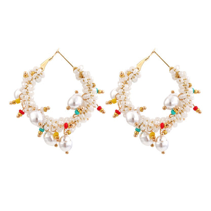 Women's Graceful Bohemian Beaded Bead Exaggerated Hand Earrings