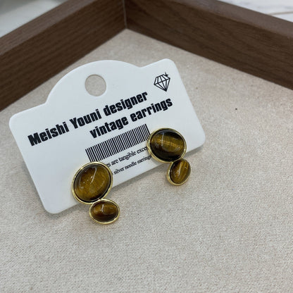 Color Tigereye Advanced Simple Amber Delicate Earrings