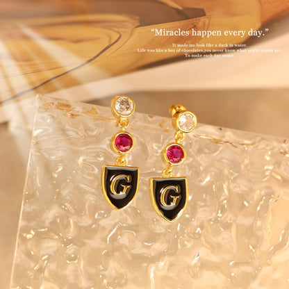 Affordable Luxury Fashion Letter Enamel Drip Glazed Earrings