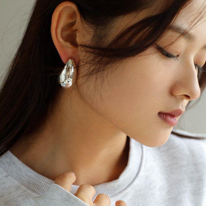 Metal Water Drop Personality Design Korean Earrings