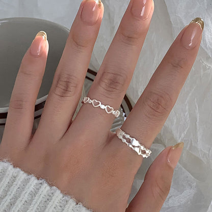 Heart Female Light Luxury Minority Design Heart-shaped Zircon Opening Rings