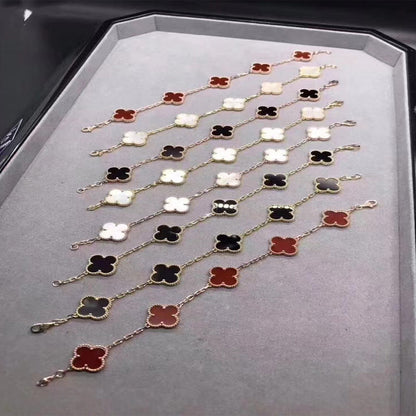 Red Agate Clover Female Pork Belly White Shell Bracelets