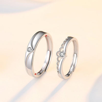 Women's & Men's & Sier Princess And Prince Couple Rings