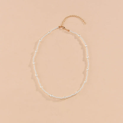Women's Oval Imitation Pearl Clavicle Chain Neck Necklaces