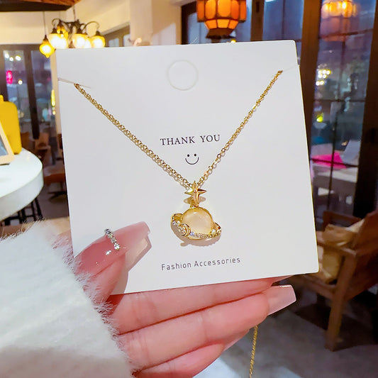 Women's Earth Moon Design Sense Simple Temperament Entry Necklaces