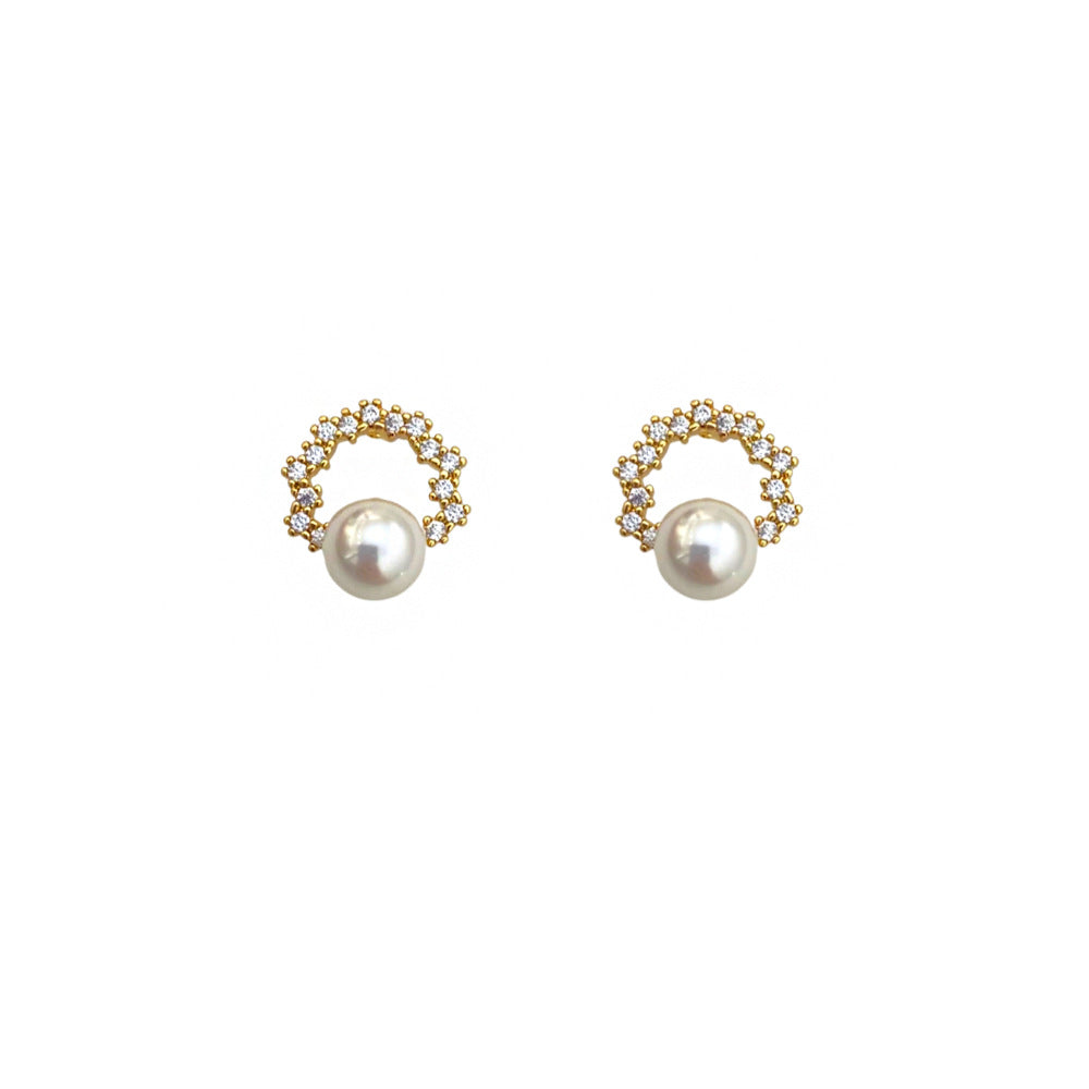 Women's Light Luxury Pearl Zircon For Niche Earrings