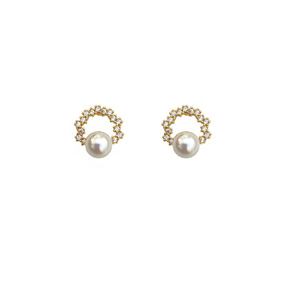 Women's Light Luxury Pearl Zircon For Niche Earrings