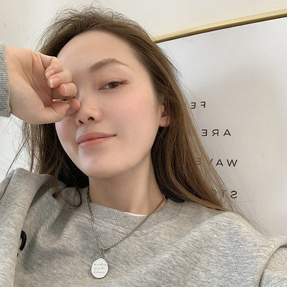 Women's Round Letter Stainless Steel Hip Hop Simple Personalized Chain Necklaces