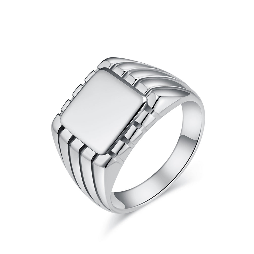 Square Seal Titanium Steel Niche Personality Simple Rings
