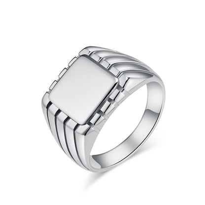 Square Seal Titanium Steel Niche Personality Simple Rings