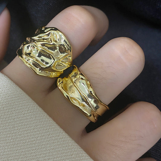 Pattern Female Simple Style Concave Disco Rings