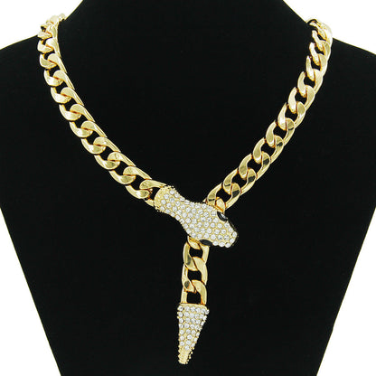 Short Full Diamond Snake Head Magnetic Necklaces