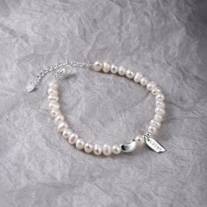 Sterling Sier Pearl Beanie Lucky Hand Chain Bracelets