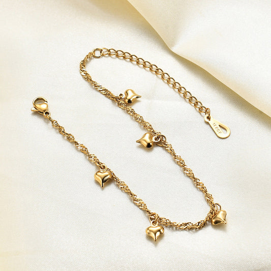 Style Simple Graceful Love Three-dimensional Gold Bracelets