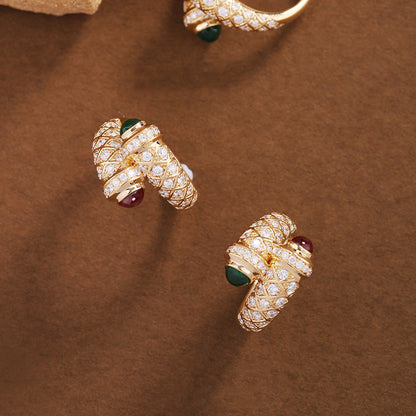 Glass French Retro Gold-plated Full Diamond Rings