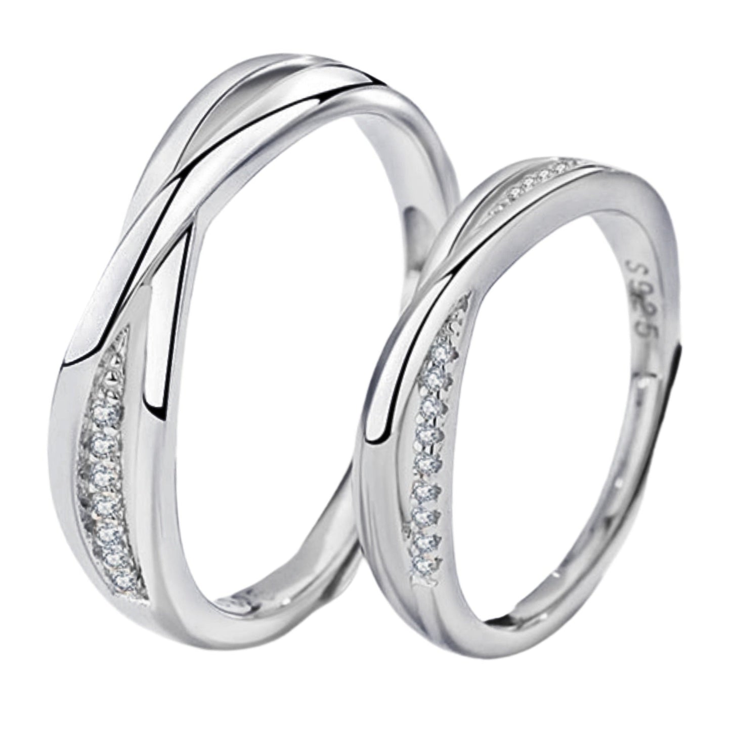 Women's & Men's & Interwoven Micro Inlaid Zircon Couple Rings