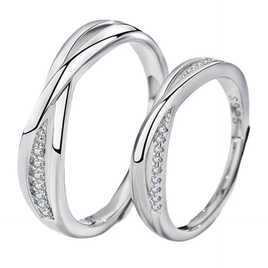 Women's & Men's & Interwoven Micro Inlaid Zircon Couple Rings