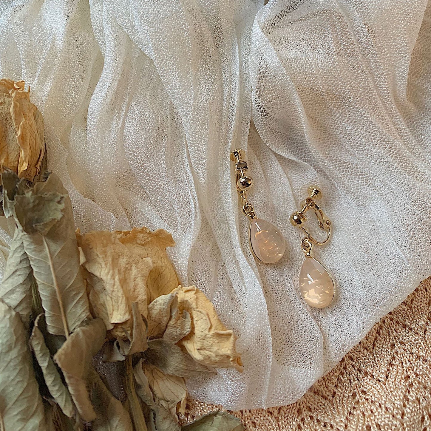 Painting Mist Blue And Orange Raindrop Earrings