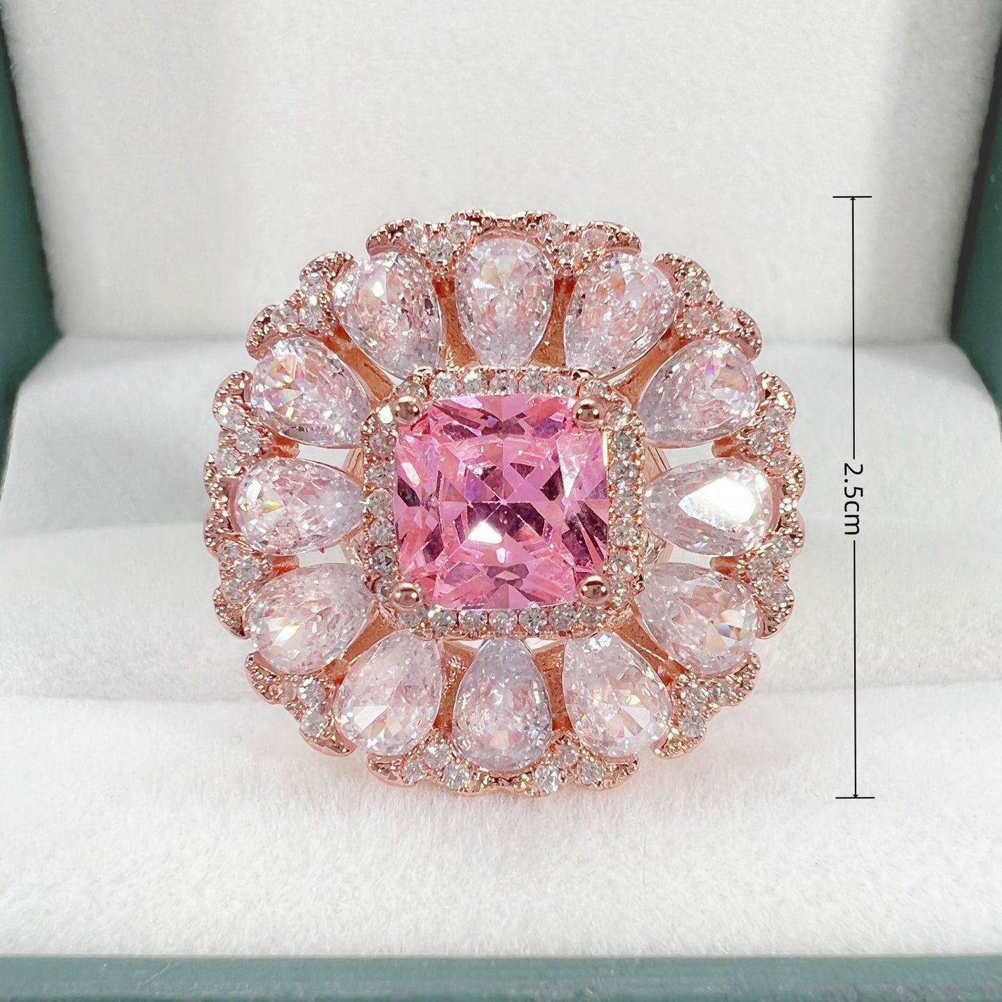 Zircon Princess Square Diamond Tourmaline Color Rings