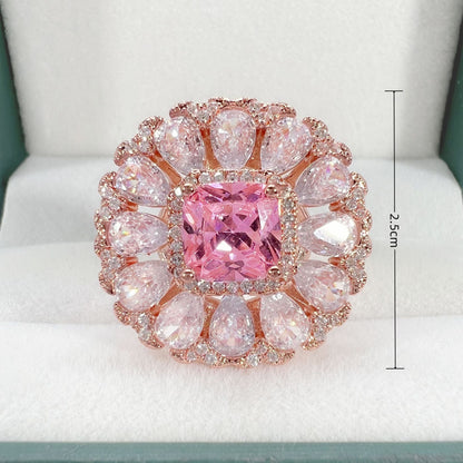 Zircon Princess Square Diamond Tourmaline Color Rings