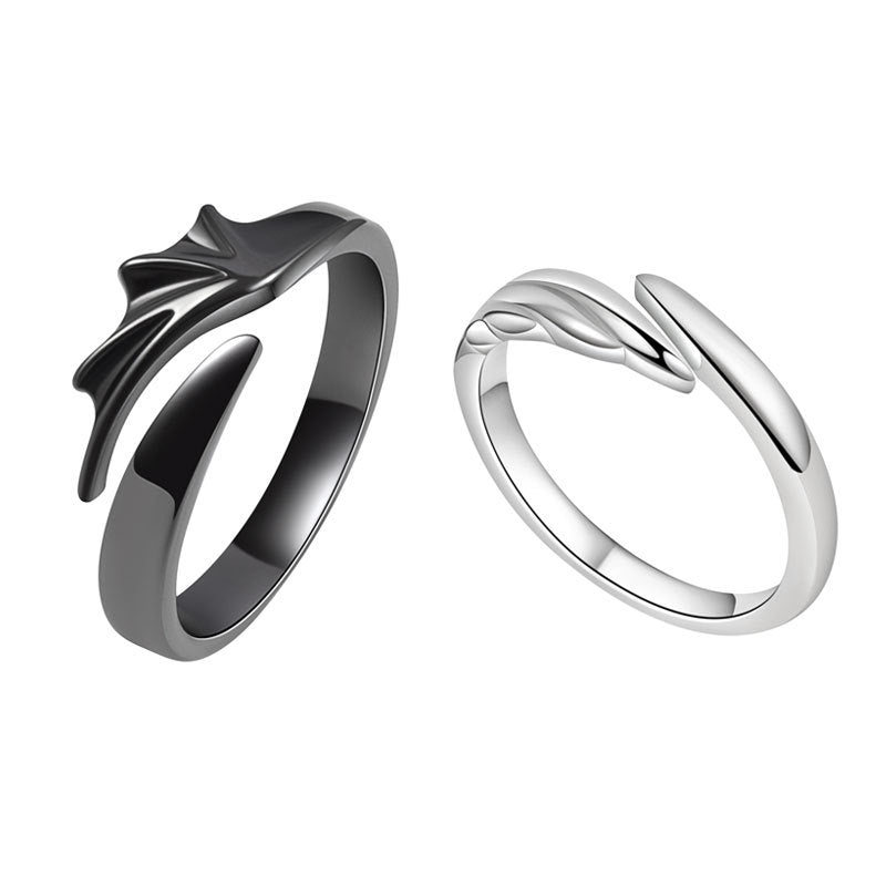 Angel Devil Couple Simple Personalized Niche Design Halloween Rings