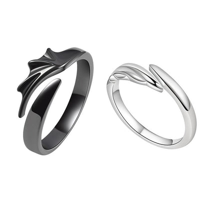 Angel Devil Couple Simple Personalized Niche Design Halloween Rings