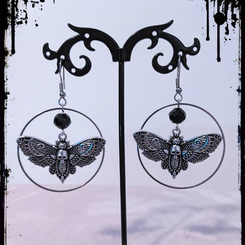 Gothic Sier Skull Moth Pendant Stylish Necklaces