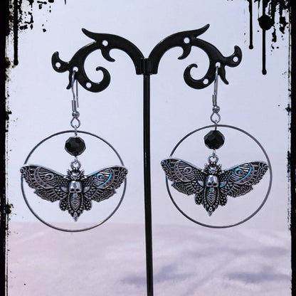 Gothic Sier Skull Moth Pendant Stylish Necklaces