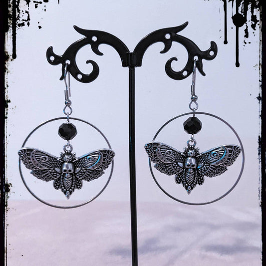 Gothic Sier Skull Moth Pendant Stylish Necklaces